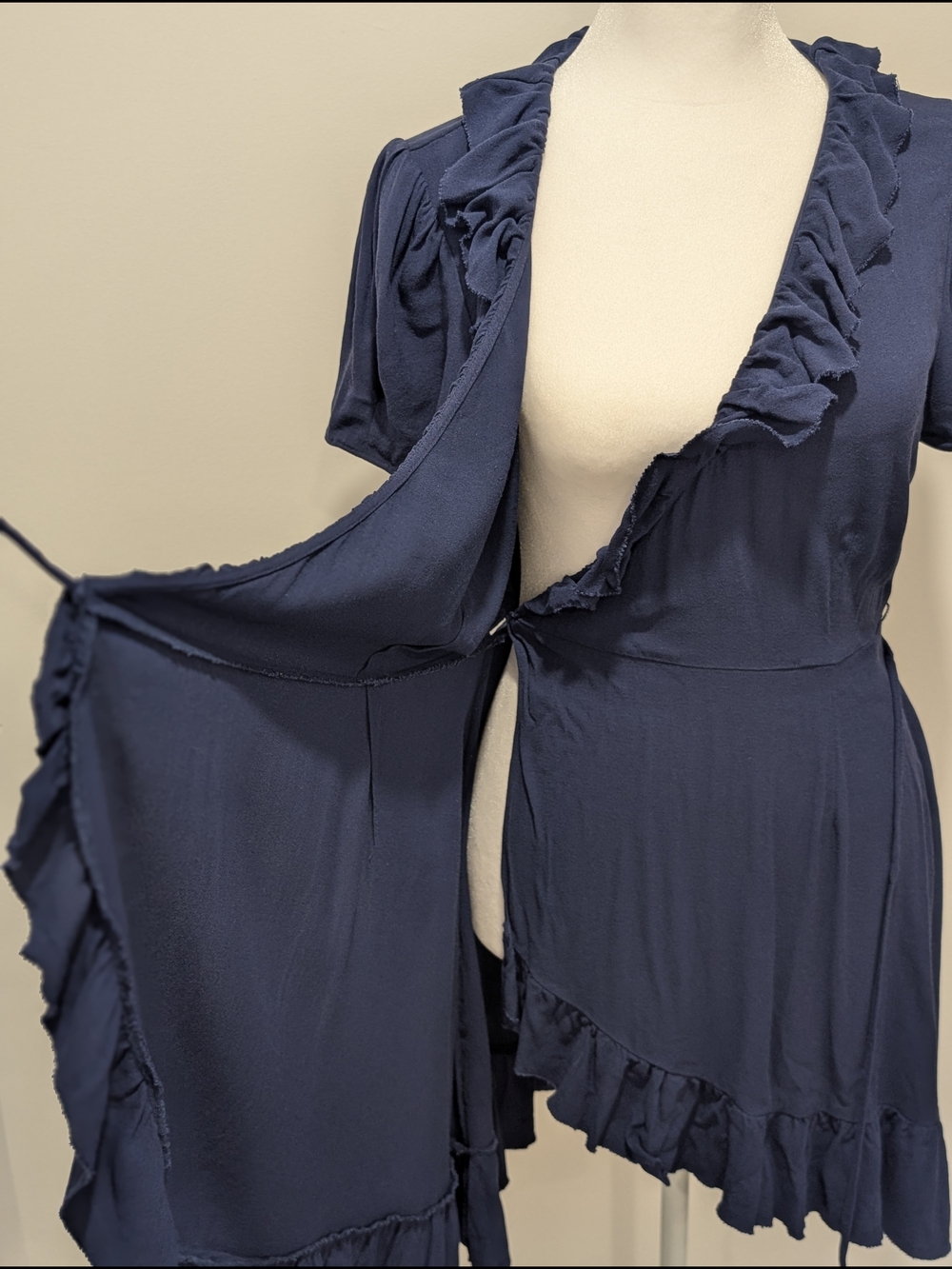 Sunday Best Ruffle Wrap Mini Dress - Navy - Picture 8 of 11